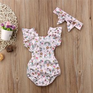 Little girl romper bow set